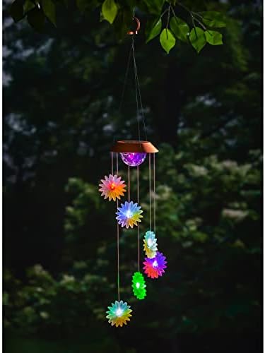 Evergreen Color Changing Solar Mobile with Spinning Light Refractor, Florals- 7 x 29 x 7 Inches Fade and Weather Resistant Outdoor Decoration for Homes, Yards and Gardens - Image 2