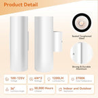 JO.KO Porch Light in 2 Lights, Cylinder Wall Lights 10.24" 2 Pack, Up Down Lights 2700K Warm White, Waterproof Wall Sconce, Aluminum,Exterior Light Fixture Wall Mount, White - Image 5