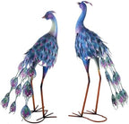 Peacock Statue Metal Peacock Sculpture Garden Decoration Metal Yard Art for Patio Lawn Backyard Outdoor Decoration A Set of 2 by BAENRCY