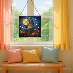 Gnome with Dreamcatcher Stained Glass Suncatcher – Square Hanging Window Panel for Home or Greenhouse – Whimsical Glass Art Gift for Garden Lovers, Christmas, Halloween, Father Days lkrjZa - Image 5