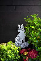 Large 51cm Fox Metal Wall Plaque |White Hanging Indoor Outdoor Floral Tree Decor - Image 3