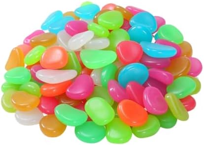 500pcs Glow in Dark Pebbles Resin Garden Decorative Stones by KALLORY