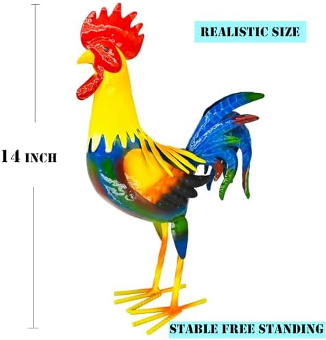 MACLARONX Metal Rooster Yard Art Outdoor Garden Decor Roosters Chicken Statue Decorations for Kitchen Home Lawn Patio, Multicolor - Image 6
