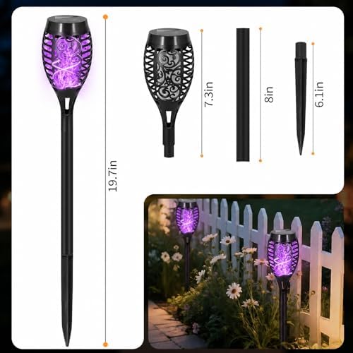 8 Pack Solar Pathway Lights Outdoor, Solar Torches Lights Halloween Decor - Image 2