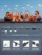 XMCOSY+ Patio Lights, Smart 50Ft Outdoor String Lights with 25 G40 Bulbs - Image 6