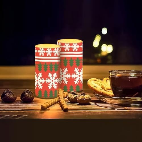 2Pcs Snowflake Stripes Flickering Flameless Bulk Candles Battery Operated with Remote and Timer LED Pillar Candles for New Year Home Decoration - Image 7
