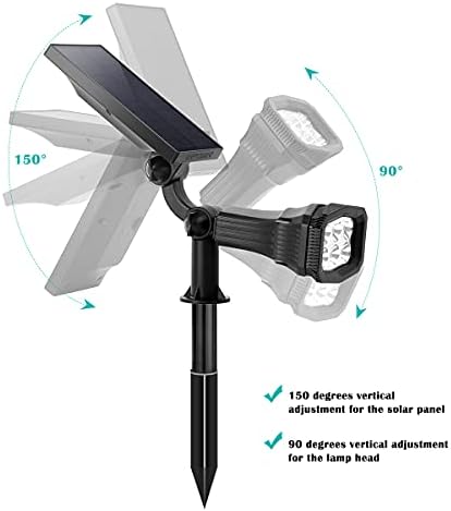 URPOWER Solar Lights Outdoor, Adjustable Solar Spot Lights Outdoor Spotlight 2-in-1 Waterproof Solar Landscape Lights Wall Light, Dusk-to-Dawn Solar Powered Lights for Yard, Garden (Warm White 2 Pack) - Image 2