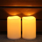 6" x 4" Large Waterproof Outdoor Solar Flameless LED Candles - 2 Pack by NURADA