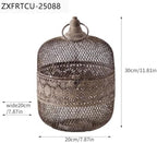 Moroccan Style Metal Mesh Candle Holder with Ring Handle - Image 3