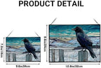 Raven Sitting on Frosted Fencepost Rectangular Stained Glass Suncatcher – Hanging Window Panel with Animal & Nature Scene – Vibrant Glass Art Gift for Wildlife, Fantasy, Nature Lovers Icuccc - Image 4