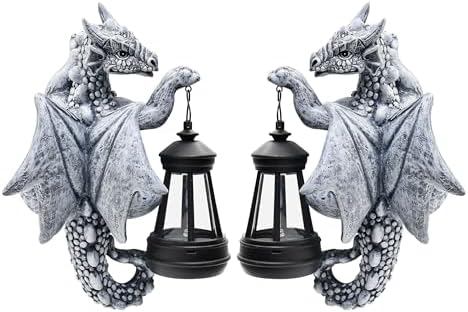 Goodeco Dragon Tree Hugger with Solar Lantern Garden Statue 2-Pack by Goodeco
