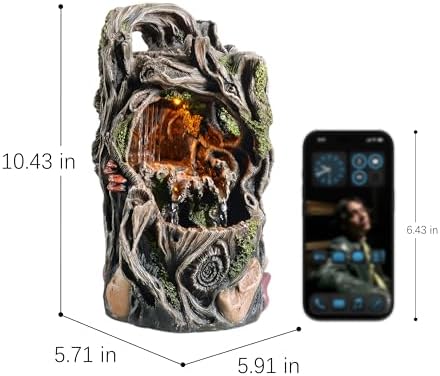 MAOCHI Tabletop Water Fountain, Home Décor Soothing Sound Machine with Automatic Pump, Nature Tree Stump Resin and for Indoor Zen Relaxation for Office, Living Room, or Bedroom Décor - Image 5