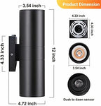 DAKAFUL Dusk to Dawn Outdoor Lighting Sensor Wall Lights 2Pack, 12W 2700K Integrated LED Cylinder Up Down Lights Outdoor, IP65 Waterproof Aluminum Wall Sconce Exterior Wall Light for Porch Patio etc. - Image 3
