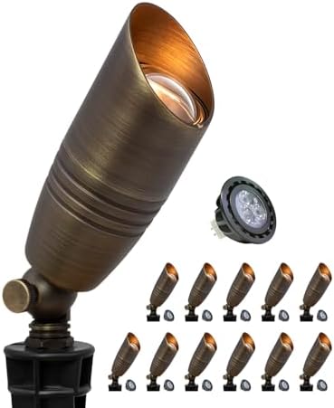 MALORY Solid Brass Landscape Spotlight 12-Pack with 5W MR16 Bulb(S02) by MALORY