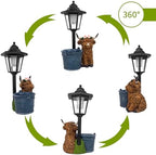 Solar Highland Cow Outdoor Statue, Garden Decor with Flowerpot & Lantern - Image 3