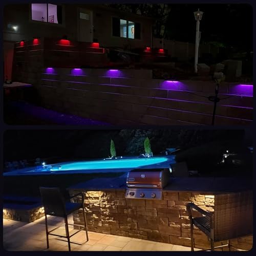 8 Pack 7 inch RGB LED Hardscape Lighting Step Lights Retaining Wall Lights with Color Changing & Warm White Mode Low Voltage Landscape Paver Lights Waterproof Deck Lights for Outside Stairs Yard - Image 6