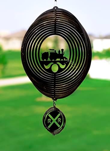 SWEN Products Train Circle Swirly Metal Wind Spinner by SWENProducts