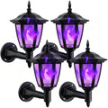 Dynaming 4 Pack Solar Flame Wall Lanterns Outdoor, Halloween Solar Powered Wall Mounted Sconce Lights, Flickering Purple Flame LED Lights Auto On/Off, Waterproof for Garage Stair Patio Porch Yard by Dynaming