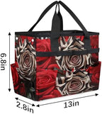 Rose Zebra Print Garden Tool Bag Organizer Heavy Duty Flower Gardening Tote Bag with 10 Pockets for Women Men Gardening Gifts - Image 3