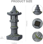 27.56" Resin Solar Pagoda Garden Statue Warm LED Oriental Lantern - Image 2