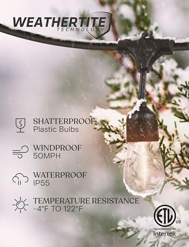 Brightech Solar String Lights with 32 Hanging Edison Bulbs and Brightness Controls with Remote 7W-104 3000K - Image 2