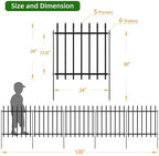 Decorative Metal Garden Fence 24" x 10', Outdoor Fence Border with Stakes - Image 4