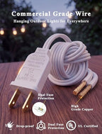 Abeja 50Ft Outdoor Patio String Lights with 53 Clear Globe G40 Bulbs - Image 4