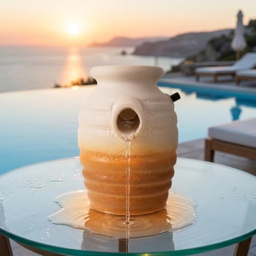 Ceramic Pot Water Fountain with Soothing Water Flow and Easy DIY Installation, Outdoor Fountain Waterfall for Garden and Patio, Sturdy Ceramic Material Decorative Pond Spitter - Image 5