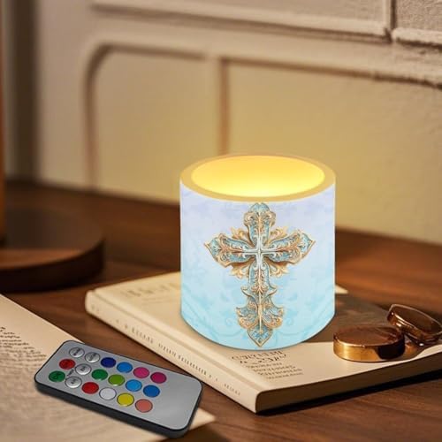 LED Flameless Candles with Realistic Dancing Flame Aesthetic Cross Waterproof Battery Operated with Dual Timer & Remote (4 Pack) for Independence Day Home Indoor $ Outdoor Decor - Image 3