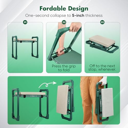 SakerPlus Garden Kneeler and Seat, Heavy Duty Foldable Garden Stool - Image 5