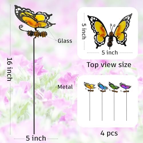 Butterfly Garden Stakes,Kit Made of Glass and Metal - Image 2