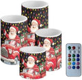 GLENLCWE Christmas Santa Claus Truck LED Battery Operated Flameless Candles Set of 4 Flickering Pillar Candles (H 3" 4" 5" 6" x D 3") Remote Control Candle with 4/8 Hour Timer by GLENLCWE