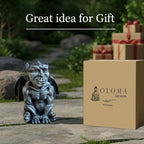 OLOMA Gothic Winged Gargoyle Concrete Statue Garden Outdoor Fantasy Decor Mythical Beast Rustic Sculpture Medieval Mythical Lawn Yard Patio Halloween Ornament Weather Proof Fantasy Accent Gift - Image 4