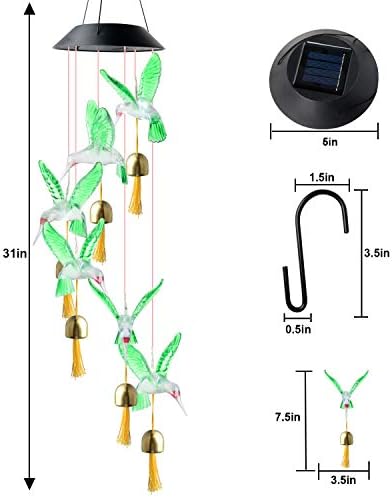 Hummingbird Solar Wind Chimes Outdoor, for All Moms Discover Everything, All for Moms/Women/Grandma/Daughter/Aunt/Friend/Wife/Sister.Gardening Gift,Memorial Gift, Christmas Yard Decor - Image 6