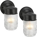 Design House 2-Pack Jelly Jar Wall Light, Indoor or Outdoor, Clear Glass, Matte Black, 590232 by DesignHouse