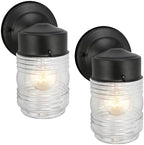 Design House 2-Pack Jelly Jar Wall Light, Indoor or Outdoor, Clear Glass, Matte Black, 590232 by DesignHouse