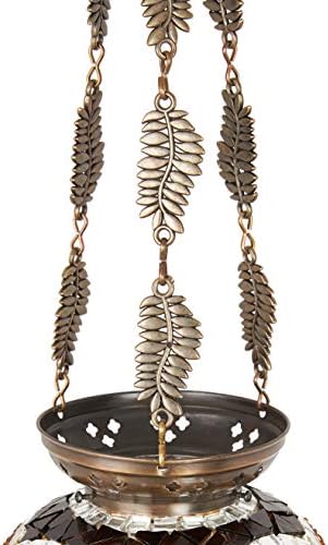 DEMMEX Turkish Moroccan Mosaic Hanging Candle Holder Decorative Lantern with Colorful Mosaic Glass Globe and Metal Leaf Chains, Handmade in Turkey, 24" H, Blue - Image 5
