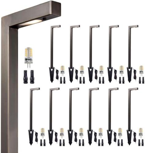 Gardenreet Brass Low Voltage L-Shaped Path Light, Bronze, G4, 3000K, 12Pack by Gardenreet
