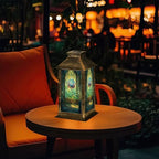 Solar Lantern Art Stained Glass Window Majestic Lotus Flower Outdoor Waterproof Garden Hanging Lantern Solar Powered Lighting Outside Table Lamp for Patio Deck Camping 1 Pack - Image 7