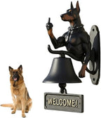 Cast Iron Muscle Dog Welcome Doorbell, Funny Bulldog Doorbell, Dog Middle Finger Decor Dinner Bell, Retro Metal Outdoor Dachshund Hanging Door Bell for Yard Garden by Unknown