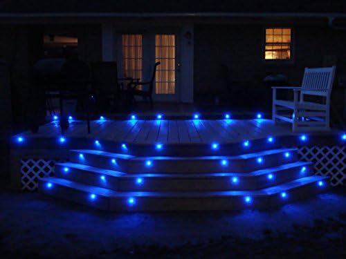 Low Voltage LED Deck Lighting Kit Stainless Steel 1W Waterproof Outdoor Yard Garden Decoration Lamps Landscape Pathway Patio Step Stairs LED In-ground Lights Silver Border(20pcs,Blue) - Image 2