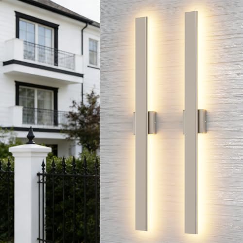 Aipsun 39.4" Nickel LED Outdoor Wall Light,Linear Exterior Lighting Fixture by Aipsun