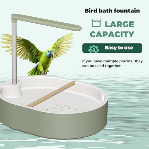 Parrot Bathtub Bird Automatic Bath Shower,Large Bird Shower Fountain Indoor Bathtub with Running Water, Contains USB and Pump,for Pet Birds, African Grey, Cockatiel, Conure, Budgie, Lovebird(Fashion) - Image 3