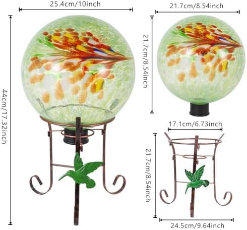 10" Diameter Garden Gazing Balls with Metal Stand (Light Green) - Image 3