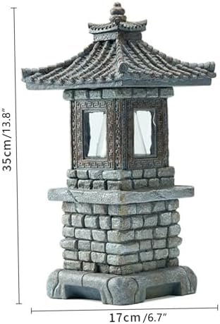 Pagoda Garden Statue, Solar-Powered Pagoda Garden Statue Auto-on Led Lantern for Zen Outdoor Decor, Dark Gray - Image 5