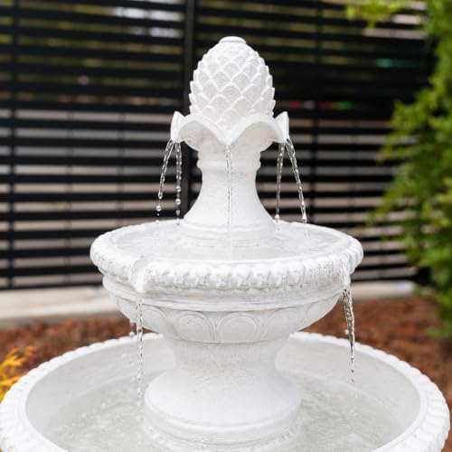 XBrand 39" 2-Tier Outdoor Freestanding Solar Water Fountain - Classic Design, White Resin Bird Bath with Pump - Ideal for Yard, Lawn and Garden, Porch Décor - Image 5