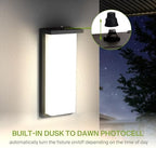 ASD LED 14" Outdoor Wall Light, Dusk to Dawn Front Door House Sconce | 3CCT, Photocell, Waterproof, ETL Listed | 20W 1900LM 3000-5000K 120V | Exterior Patio Lighting Fixture, Porch Lamp | Black - Image 5