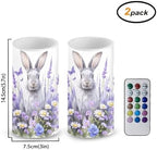 Daisy Battery Operated Candles with Timer Bunny Flameless Candles with Remote Easter Day Flickering LED Pillar Lights for Holiday Party Home Dining Table Decoration - Image 2