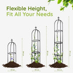 Idzo 100% Metal Obelisk Trellis for Climbing Plants Outdoor 6ft - 72in, Heavy Duty Black Garden Trellis for Climbing Vine with Stone-Look Finish, 1pc - Image 4