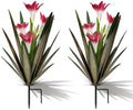 Homight Metal Agave Plant Outdoor Decoration Lily Mexican Yard Art Garden Gift Home Decor Hand Painted Metal Agave Garden Yard Statue, Outdoor Lawn Ornaments (2 Big Red Lilies) by HomightCentennial